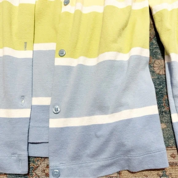 Two piece tank top and cardigan Blue, lime green, & yellow striped Size petite - Picture 3 of 8